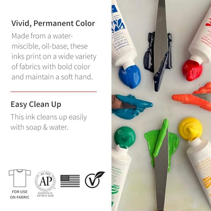 Speedball Fabric Block Printing Ink, Yellow, 2.5 fl oz - Print on Textiles & Paper - Made in USA - color: Yellow, size: 2.5 fl oz