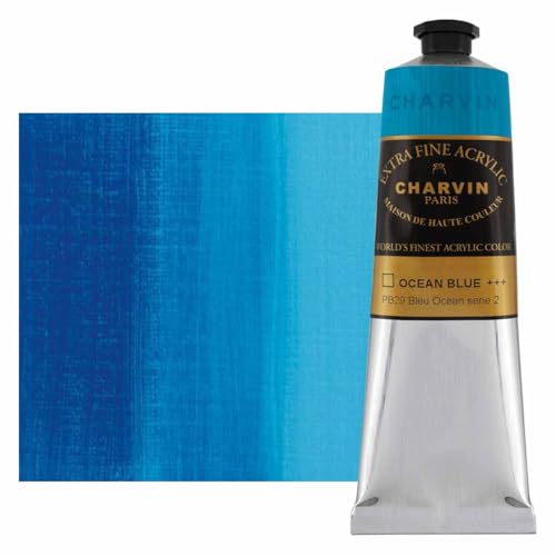 Charvin Extra Fine Professional Acrylic Paint - Ocean Blue, 150ml Tube, Triple-Milled, Lightfast Pigments, Open Stock Artist Acrylic Paints in Nature-Inspired Hues - color: Ocean Blue, size: 5.07 Fl Oz (Pack of 1)