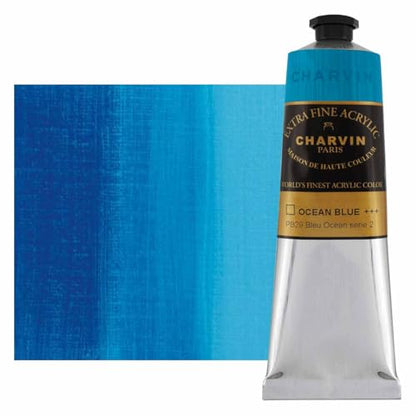 Charvin Extra Fine Professional Acrylic Paint - Ocean Blue, 150ml Tube, Triple-Milled, Lightfast Pigments, Open Stock Artist Acrylic Paints in Nature-Inspired Hues - color: Ocean Blue, size: 5.07 Fl Oz (Pack of 1)