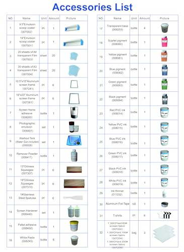Screen Printing Kit 6 Color 6 Station Micro-Registration with Accessories Washout Tank Squeegee Mesh Frame