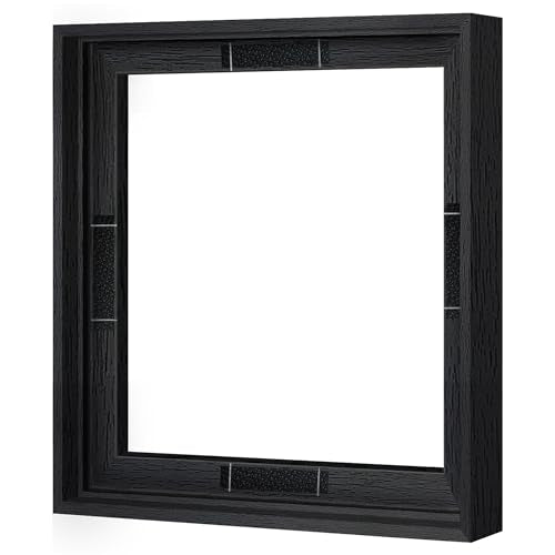 Abtgt 12x12 Canvas Floating Frame with 0.9" Deep, Black Floater Frame for Canvas Paintings with Adhesive, Vertical or Horizontal Wall Art frame for Prints Oil Painting Diamond Decor, 1 Pack. - color: Black, size: 12x12
