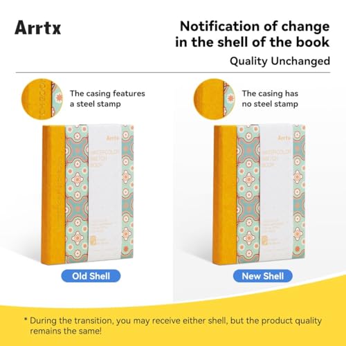 Arrtx Watercolor Sketchbook,100% Cotton Acid-Free 140lb/300gsm Hot Press Hardcover Watercolor Journal Notebook 2 Pack,40 Sheets 5.35 x 3.86 inches