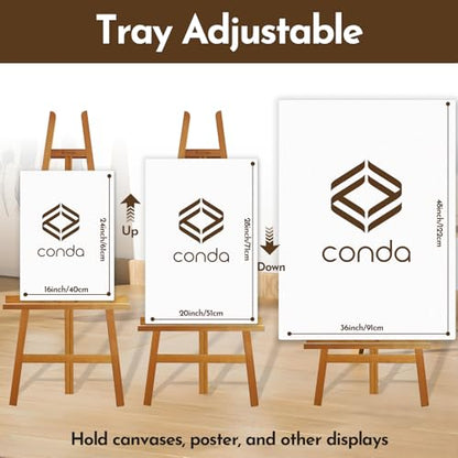 Heavy Duty A-Frame Wood Easel Stand - Adjustable Studio Easel Holds Large Canvas, Mirror, Wedding Sign Up to 90 Inches, Floor Display Easel for Artists & Events, Natural Beechwood