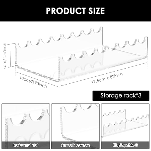 3Pcs Transparent Acrylic Vanity Brush Drying Rack, Space Saving Versatile Acrylic Makeup Brush Display Stand for Women Teen Girl
