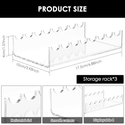 3Pcs Transparent Acrylic Vanity Brush Drying Rack, Space Saving Versatile Acrylic Makeup Brush Display Stand for Women Teen Girl