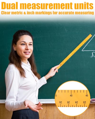 Magnetic 1m Ruler, Clear Drafting Tools Large Teaching Aids, Math Classroom Teaching Measurement Set, Oversized Ruler Geometry Tool Set, Yellow - color: Yellow