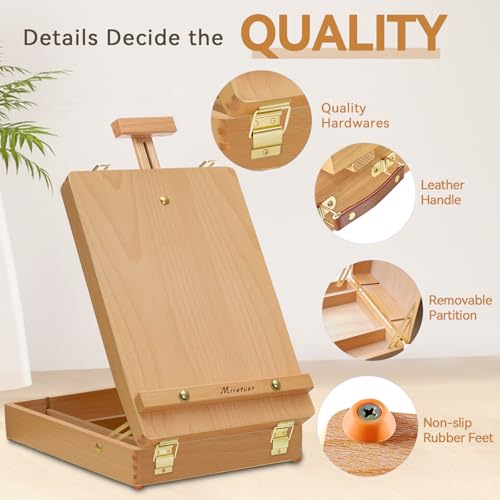 Tabletop Art Easel for Painting, Premium Wooden Sketchbox, Portable Desktop Painting Easel for Student Artist Beginner - style: Sketchbox