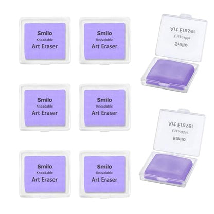 Smilo 8-Pack Purple Kneaded Erasers | Moldable & Dust-Free Putty Eraser | No Smudge Art Eraser with Case for Drawing - color: Purple