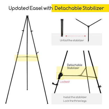 MEEDEN 2 Pcs Easel Stand for Painting and Display: 63" Art Metal Easel Sign Stand with Bag - Portable Foldable Instant Tripod Display Easel Stand for Wedding, Painting Canvas, Presentations, Posters - size: 2-PACK