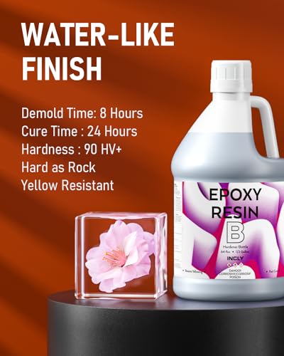 INCLY 1 Gallon Epoxy Resin Kit - Crystal Clear, Bubbles Free, UV Resistant, Food Safe for Coating & Casting, Table Top, Wood, Jewelry, Mica Pigment Powder, Art, Craft, 1:1 Ratio - size: 1 Gallon