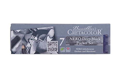 CRETACOLOR Nero Deep Black Pocket Pencil Set, 7 Pieces, multicolor