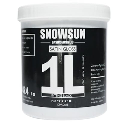 SNOWSUN Charcoal Black Acrylic Paint, Basics Large Bulk Acrylic Paints (1000ml/42.4 oz) Gloss Non-Toxic Heavy Body Paints - Thick Art Paints for Multi-Surface Canvas Wood Ceramic Fabric Wall- Ideal for Artists & Beginners - color: carbon black