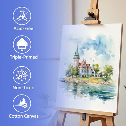 FUMILE 12x16 Canvas for Painting Stretched, 12 Pack Canvases for Painting-5/8 in Profile Primed White Blank Painting Canvas Value Pack for Oil & Acrylic Paint - size: 12x16IN