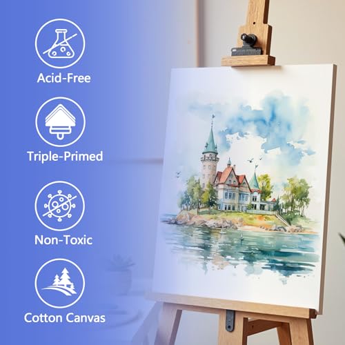 FUMILE 12x16 Canvas for Painting Stretched, 12 Pack Canvases for Painting-5/8 in Profile Primed White Blank Painting Canvas Value Pack for Oil & Acrylic Paint - size: 12x16IN