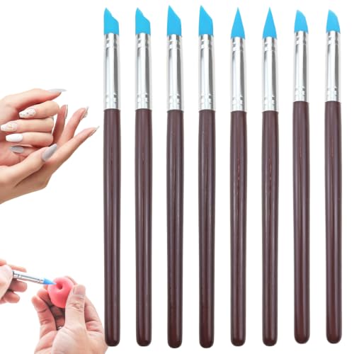 8 Pack Silicone Color Shapers Rubber Tip Brushes for Clay Pottery Sculpting