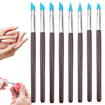 8 Pack Silicone Color Shapers Rubber Tip Brushes for Clay Pottery Sculpting