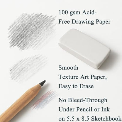 Small Sketchbook 5.5" x 8.5" - 2 Pack Top Spiral Mini Sketch Pad, Small Sketch Book Hard Cover, 100 Sheets Each 68lb/100gsm - Mini Drawing Paper for Kids, Portable Drawing Pad for Beginners & Artists. - color: Aegean Blue