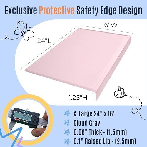 Silicone Craft Mat for Painting, PlayDoh and Art Projects with Angle-Protective Safety Edge – Toddlers & Kids Placemat – Non-Slip & BPA-Free Food Mat – 1.5mm Thick, 24"x16", Marshmallow Pink - color: Marshmallow Pink, size: 24"L x 16"W