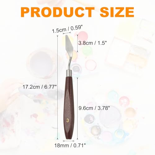 HARFINGTON 5pcs Palette Knife Painting Tool 1.5 x 0.59 Stainless Steel Art Spatula Pallet Knives Scrapers Tools with Beech Wood Handle for Acrylic Oil Canvas Mixing Spreading, Red/Silver - size: 1.5" x 0.59"