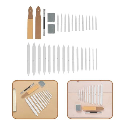 COHEALI 33pcs Sketch Blending Stumps and Tortillions Set with Kneaded Eraser, Sandpaper Sharpener, and Pencil Extension Tool for Student and Artist Drawing Supplies