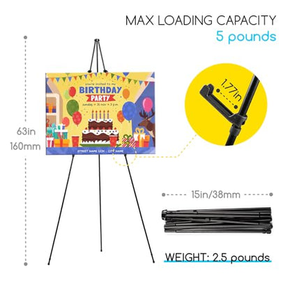 MEEDEN 2 Pcs Easel Stand for Painting and Display: 63" Art Metal Easel Sign Stand with Bag - Portable Foldable Instant Tripod Display Easel Stand for Wedding, Painting Canvas, Presentations, Posters - size: 2-PACK