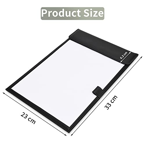 Leather Clipboard, Black Clipboards with Pen Holder, A4 Letter Size Clip Board for Nurses, Smooth Writing Clipboard for Classroom, Low Magnetic Profile Clip Boards for Kids Drawing Office 9" x 12.5" - style: A4-Black-A206