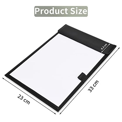 Leather Clipboard, Black Clipboards with Pen Holder, A4 Letter Size Clip Board for Nurses, Smooth Writing Clipboard for Classroom, Low Magnetic Profile Clip Boards for Kids Drawing Office 9" x 12.5" - style: A4-Black-A206