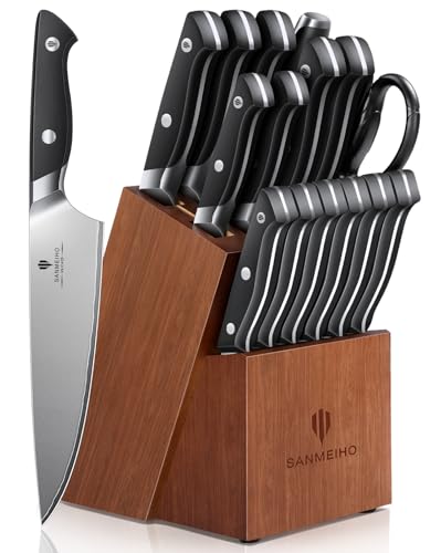 16 PCS Knife Set with Block, Japanese Kitchen Knife Set with 5 Layers High Carbon 9Cr18Mov Stainless Steel, Ultra-Sharp Professional Chef Cooking Knives with Ergonomic Handle, Dishwasher Safe - color: 16PCS Knife Set