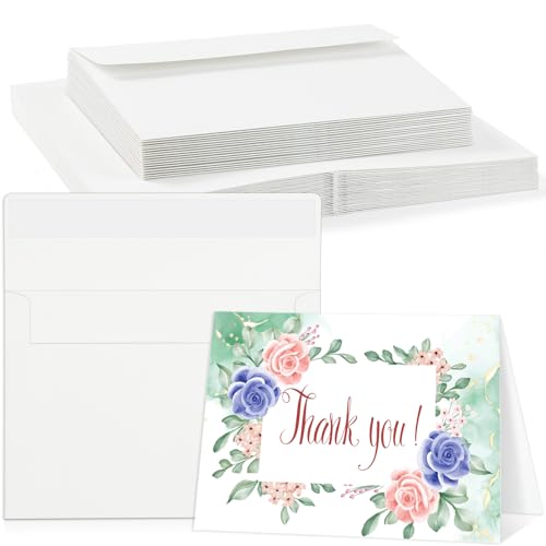 Prudiut 20 Sets Watercolor Cards with Envelopes, 140 lb/300 GSM Watercolor Paper Cards, 5x7 Inch Foldable Blank Cards and Envelopes for Wedding Invitations Greeting Thank You Mothers Day Gifts Card - size: 5x7 Inch