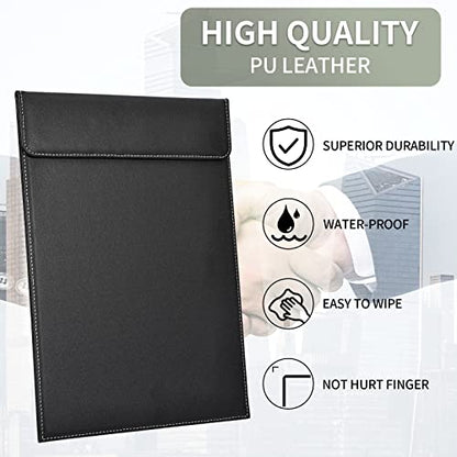 Leather Clipboard, Black Clipboards A4 Letter Size Clip Board for Nurses, GORESE Clip Board for Classroom, Smooth Writing Low Magnetic Profile Clip Boards for Kids Women Office Work 9" x 12.5" - style: A4-Black-A042