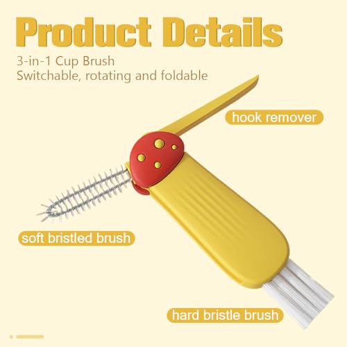 3 in 1 Cup Lid Cleaning Brush, 2025 New Multifunctional Cleaning Brush Crevice Cleaner Brush for Bottle Gap Tight Spaces, 3 in 1 Portable Cup Lid Cleaner with Brush (All) - color: All