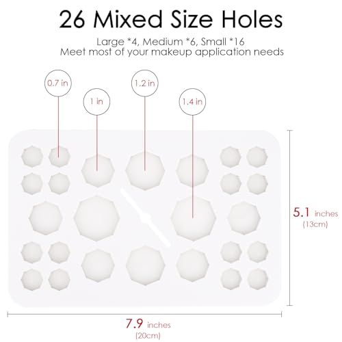 Makeup Brushes Drying Rack with Silicone Mat, Adjustable Makeup Brush Holder, Makeup Brush Display Dryer Stand, 26 Holes Acrylic Brush Organizer Stand (White) - color: White