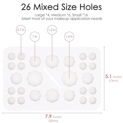 Makeup Brushes Drying Rack with Silicone Mat, Adjustable Makeup Brush Holder, Makeup Brush Display Dryer Stand, 26 Holes Acrylic Brush Organizer Stand (White) - color: White
