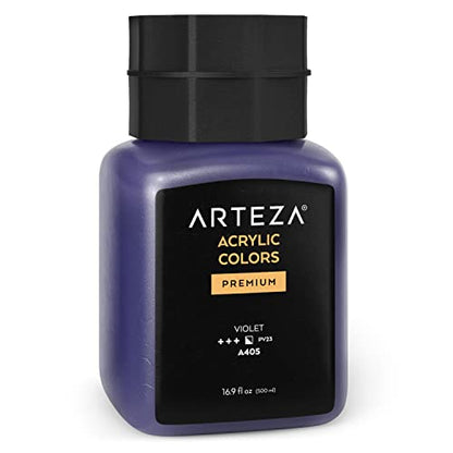 ARTEZA Acrylic Paint, A405 Violet, 16.9 fl oz, 500ml Jar, Opaque, Quick-Drying, Acrylic Paints for Painting on Canvas, Paper, and Wood - color: A405 Violet, size: 16.9 Fl Oz (Pack of 1)