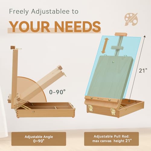 Tabletop Art Easel for Painting, Premium Wooden Sketchbox, Portable Desktop Painting Easel for Student Artist Beginner - style: Sketchbox