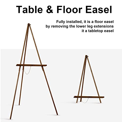 Falling in Art 65" A-Frame Tripod Easel Stand, Wooden Display Easel with Adjustable Canvas Holder, Floor Easel for Wedding Signs, Posters, Paintings, Artwork(Brown) - color: Brown-1 Pack