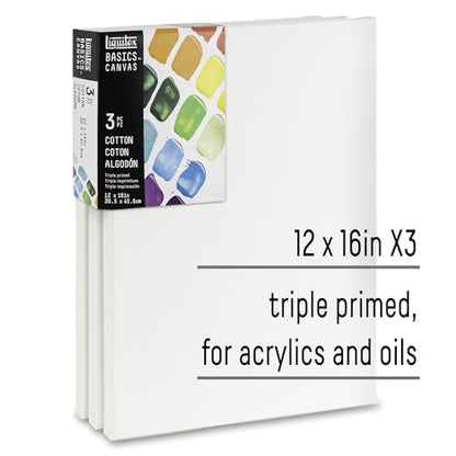 Liquitex BASICS Canvas, 3 pack, 12" x 16" - style: 12" x 16"