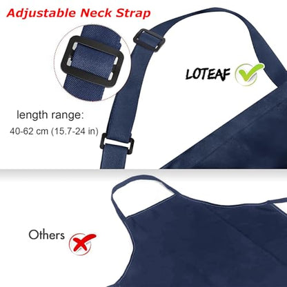 4 Pack Chef Apron, Waterproof Apron, Adjustable Apron with 2 Pockets for Men Women, Apron for Cooking Baking Restaurant (Polyester Blend, Navy Blue) - color: Navy Blue