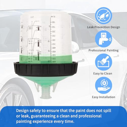 600 ml Disposable Paint Spray Gun Cup for Automotive Paint Gun, HVLP Paint Spray Paint Gun, 50 Pack Standard Size 20 Ounce Kit Paint Mixing Cups - 50 Cup Liners, 50 Lids with Strainer, 1 Hard Cup