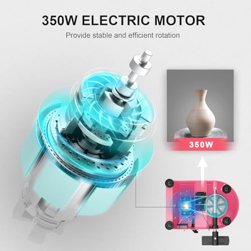 Pottery Wheel Pottery Forming Machine 25CM 350W Electric Pottery Wheel with Foot Pedal DIY Clay Tool Ceramic Machine Work Clay Art Craft (Pink) - color: pink