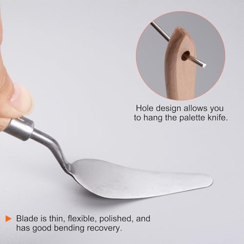 HARFINGTON 4pcs 12# Painting Palette Knife Pointy Stainless Steel Art Spatula Painting Pallet Knives Scrapers Tools with Plastic Handle for Acrylic Oil Canvas Mixing Spreading - size: 70mm x 24mm