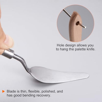 HARFINGTON 4pcs 12# Painting Palette Knife Pointy Stainless Steel Art Spatula Painting Pallet Knives Scrapers Tools with Plastic Handle for Acrylic Oil Canvas Mixing Spreading - size: 70mm x 24mm