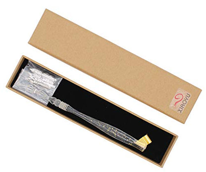 XIAOYU Calligraphy Oblique Nib Pen Holder, English Calligraphy Pen Nib Holder, Resin Dip Pen Handle Nib Holder with 5 Flat Nibs, Transparent - color: Transparent