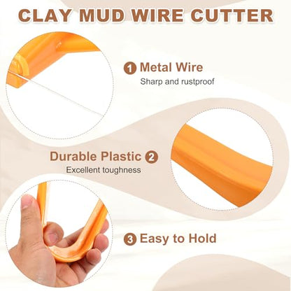 HARFINGTON 2pcs Clay Mud Cutting Wire 3.35" Wire Clay Cutter Pottery Slicer Cutting Tools Plastic Clay Sculpting Tools for Pottery Ceramic Sculpting Trimming