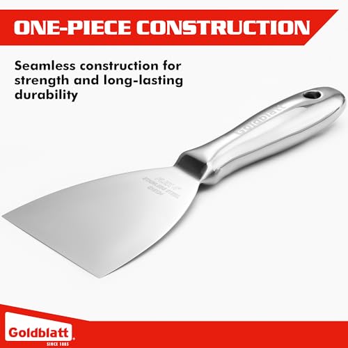 Goldblatt 4" Putty Knife, One-Piece Paint Scraper Tool, All Stainless Steel Joint Knife with Flexible Blade, Seamless Design, Metal Ergonomic Handle - for Drywall Repairing, Finishing and Scraping