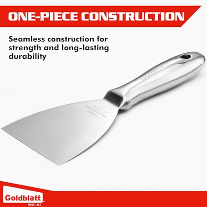 Goldblatt 4" Putty Knife, One-Piece Paint Scraper Tool, All Stainless Steel Joint Knife with Flexible Blade, Seamless Design, Metal Ergonomic Handle - for Drywall Repairing, Finishing and Scraping