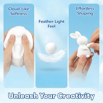 RAINFLOW White Foam Clay - Moldable Cosplay Foam Clay,Soft Squishy Molding,Perfect for Arts and Crafts Projects,Creative Art Supplies with Sculpting Tools