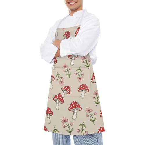 Cooking Apron for Adults with Pockets, Waterproof Oil Resistant Bib for Kitchen Restaurant BBQ Baking - color: Style (335)