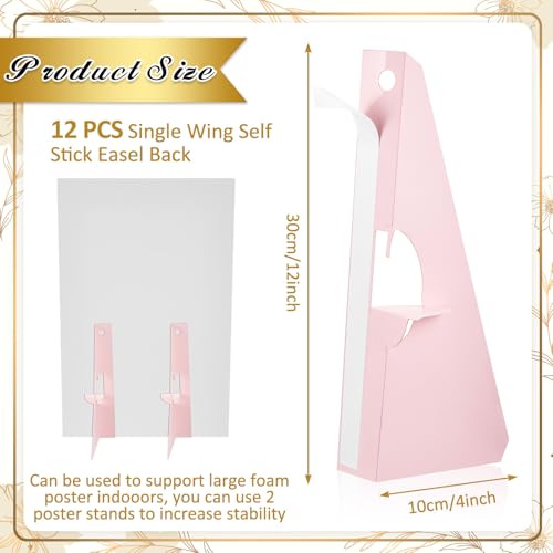 Marspark Poster Stand Self Stick Easel Back Poster Board Stand Convenient Peel and Stick Self Adhesive Easels Display Cardboard Sign (12 Inch,Light Pink,12 Pack) - color: Light Pink, size: 12 Inch