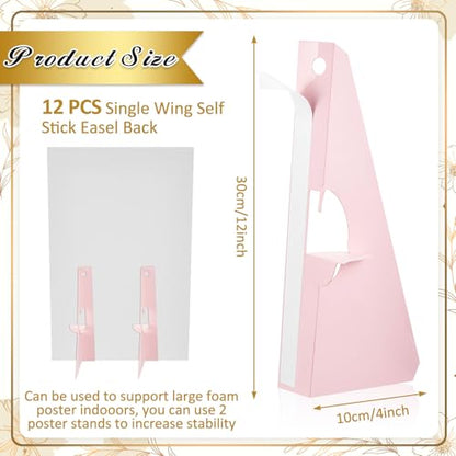 Marspark Poster Stand Self Stick Easel Back Poster Board Stand Convenient Peel and Stick Self Adhesive Easels Display Cardboard Sign (12 Inch,Light Pink,12 Pack) - color: Light Pink, size: 12 Inch